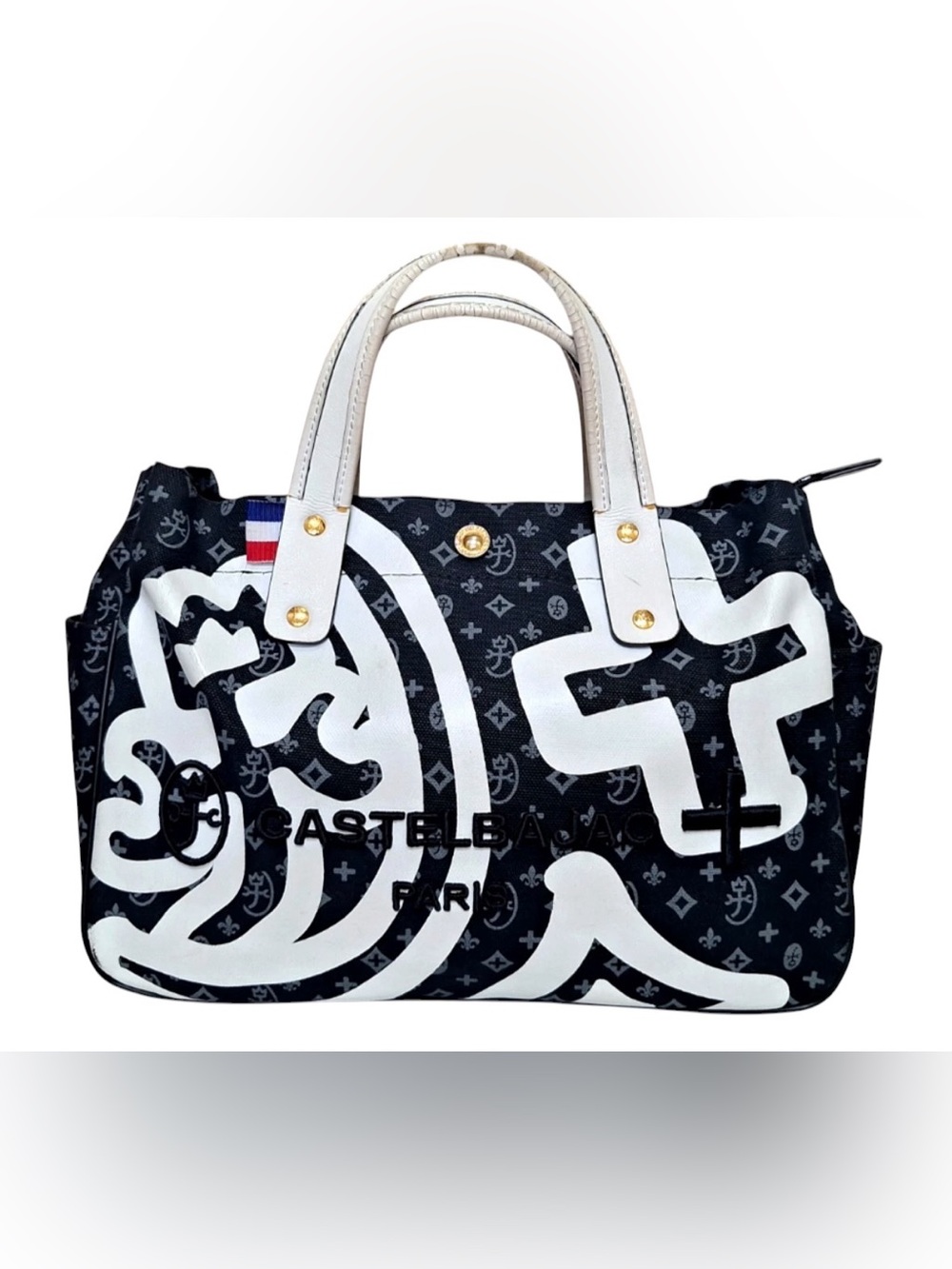 Castelbajac Monogram Denim/ Leather Tote